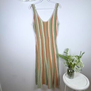 VERY J Verticle Striped Textured Tank Midi Dress Hippie Boho / Size Medium